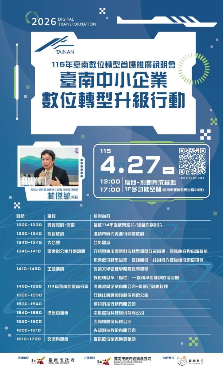 臺南加速數位轉型布局　打造產業升級關鍵引擎　引領中小企業邁向智慧經濟