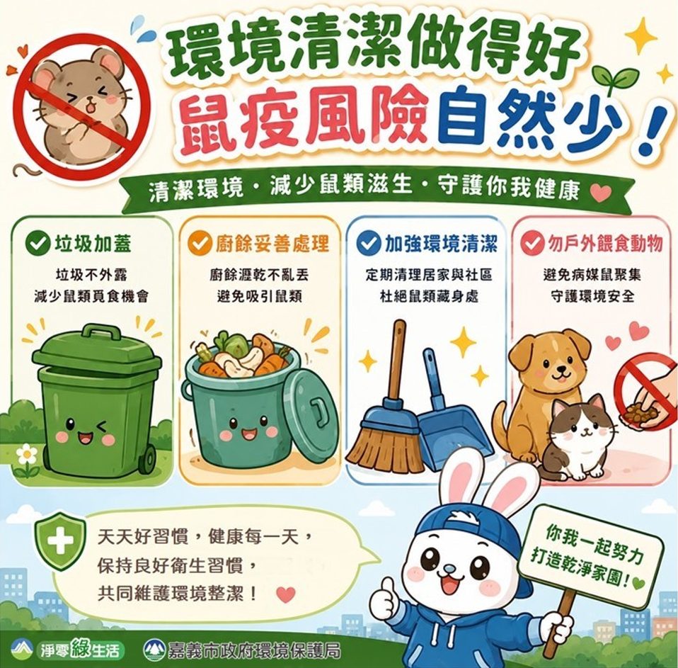 嘉義市積極防範病媒鼠　呼籲勿亂餵食並勤清環境　