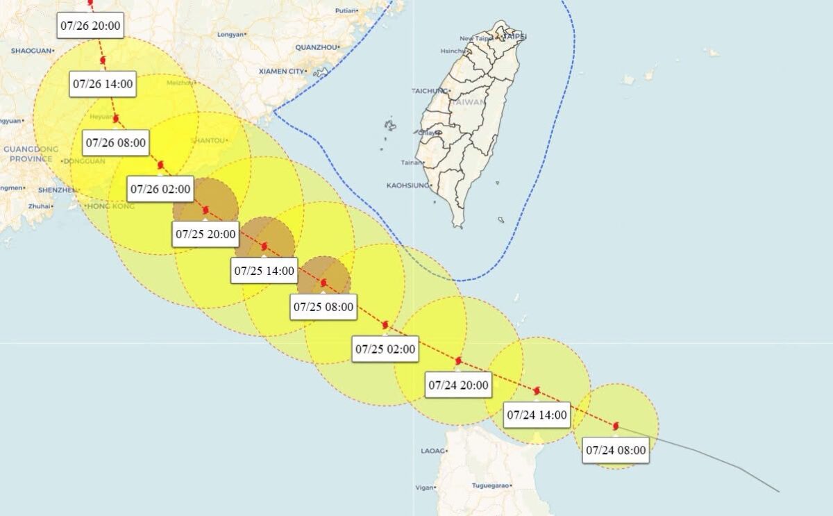 紅霞颱風今晚到明天上午之間最靠近台灣　有機會達到中度颱風等級
