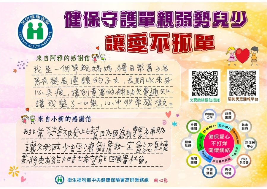 健保愛心專戶匯集愛心　接住單親兒少守護弱勢