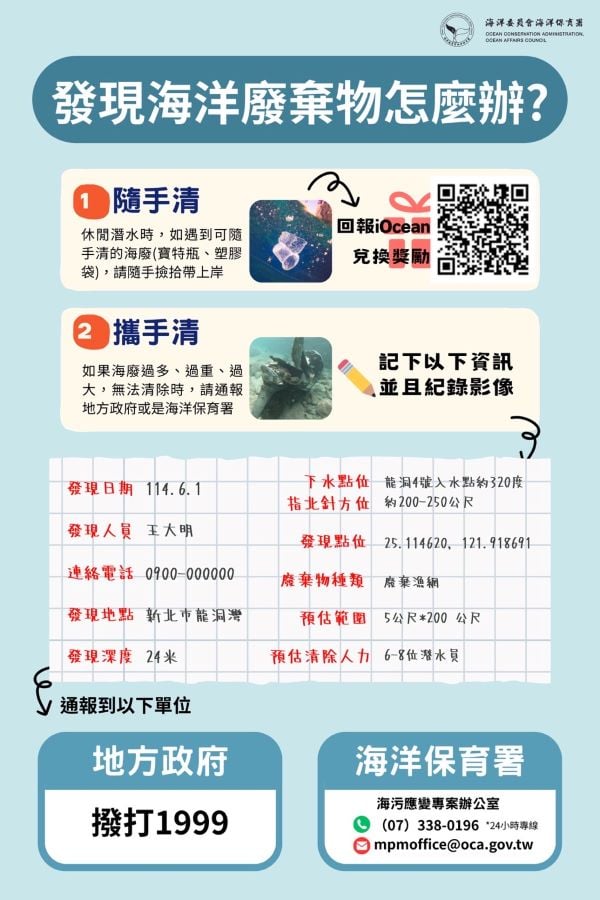 紅霞海上颱風警報　海保署請民眾發現廢棄物立即通報海廢清除網共守海洋環境