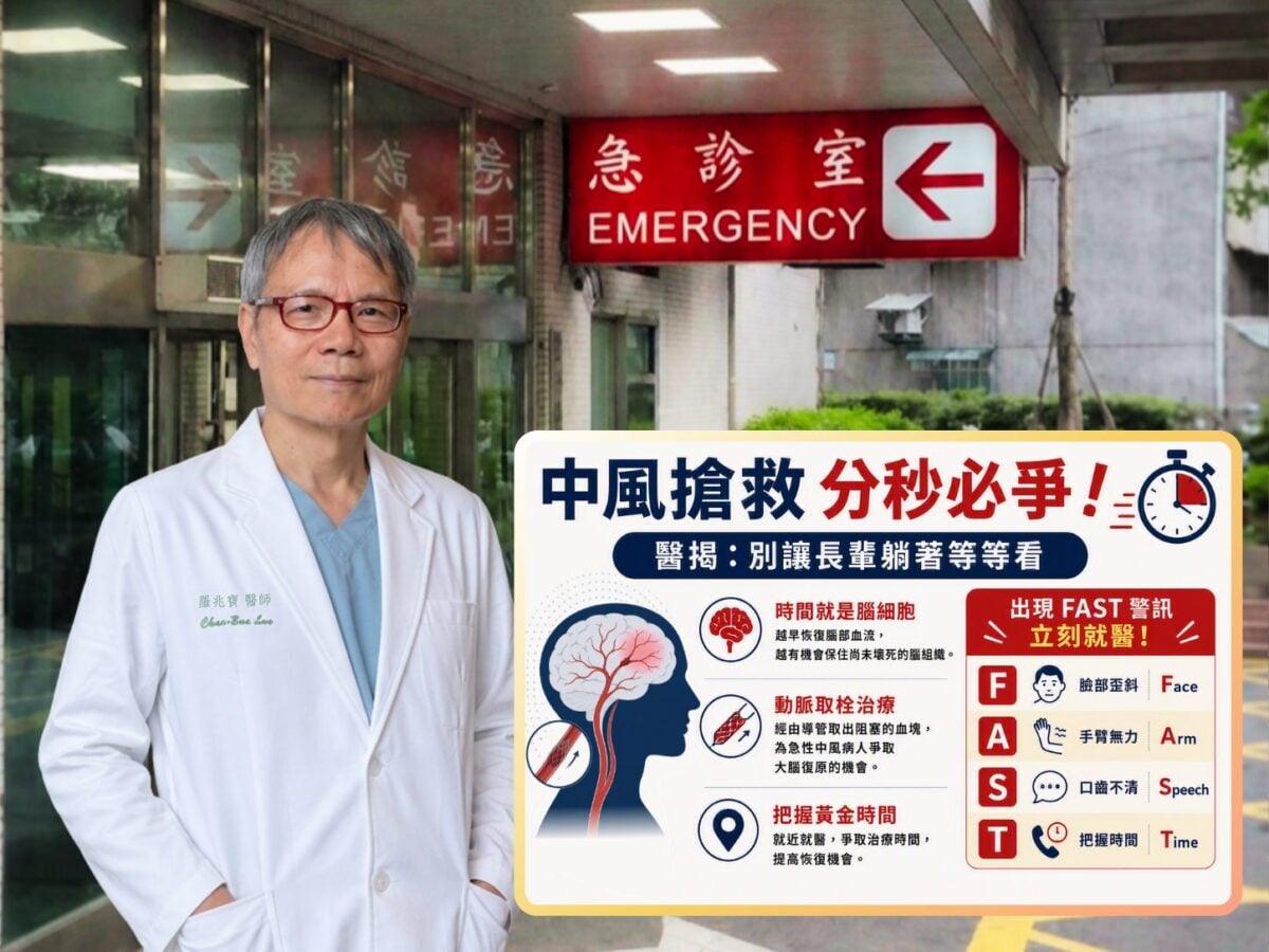 中風搶救分秒必爭！醫揭：別讓長輩躺著等等看